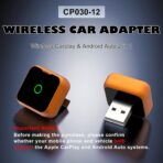 2-in-1 Wireless CarPlay Android Auto Adapter, Plug & Play Wired to Wireless Converter for iPhone Android, Fast Auto Connect,Stable,OTA Update, Ultra Compact (Orange) - Image 2