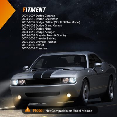 Nilight Fog Lights Assembly Compatible with 2005 2006 2007 2008 2009 2010 Dodge Grand Caravan Challenger Charger Caliber Nitro Avenger Chrysler Town & Country Pacifica Jeep Patriot - Image 7