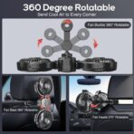 Dealswin Rechargeable Car Fan for Backseat Kids Baby, Battery and USB Dual Power Car Fans, Powerful 3 Speeds 360° Rotatable Dual Head Cooling Car Seat Fan for Sedan SUV RV Truck Vehicle - Image 6