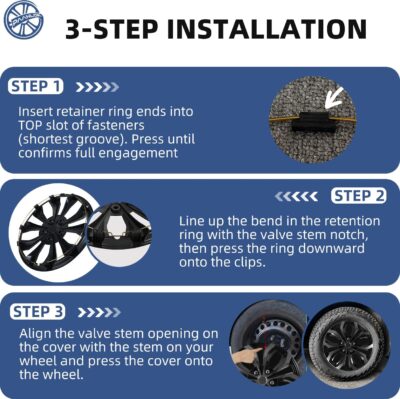 Dual-Tone Black & Gunmetal Gray 15 inch Universal Wheel Covers Hubcaps for Rims - Set of 4 | Snap-on Design Fits Sedans, SUV, Truck, Van 2000-2026 | Steel Wheels Only | No Tools - Image 8