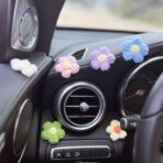 Crochet Flowers Dashboard Decorations, 6Pcs Cute Car Accessories for Women Interior Aesthetic, Handmade Knit Flowers Home Decor - Image 2