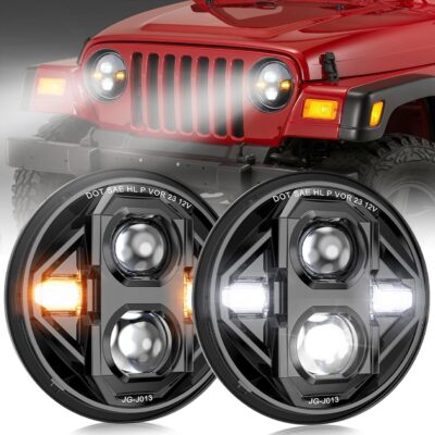 7 Inch LED Headlights DOT Approved Anti-glare 1000% Brightness H6024 LED Headlights Plug&Play, Compatible with Wrangler JK JKU TJ LJ Z-beam Cut-Off Line, 2PCS - Image 8