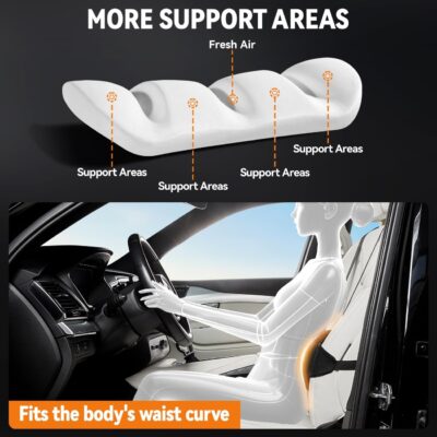 Lumbar Support Pillow for Car,Back Support for Car Seat Cushion,Adjustable Straps Securely Fixed Car Lumbar Support Pillow for Office Chair (Black) - Image 3