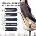 Coverado Lumbar Support Pillow for Car, Ergonomic Memory Foam Back Pillow for Office Chair, Back Cushion for Back Pain Relief, PU Leather Car Lumbar Support for Driving Seat - Beige - Image 3