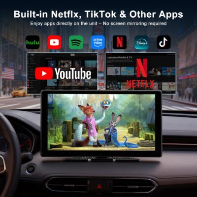 9" Upgraded Wireless Carplay Screen For Car, Built-in Apps Net-flix Youtube Tiktok, Portable AI Magic Box For Apple Car Play & Android Auto Screen With HD Backup Camera, Voice Assistant , OTA Updates - Image 2