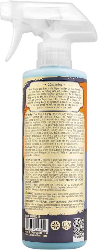 Chemical Guys Tire Kicker Sprayable Extra Glossy Tire Shine Spray, Dry-to-Touch Dressing - Restores Wet Look to Rubber, Vinyl, and Plastic, Safe for Cars, Trucks, Motorcycles, RVs, and More - 16 oz - Image 12