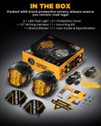 Auxbeam V-Ultra Series 3 Inch 108W Amber Fog Light Pods, DRL Function 3 Modes & Protective Covers, 270° Side Shooter Light Bar, Hyper Spot Beam Offroad Lights, for Truck ATV UTV Car Motorcycle, Pair - Image 6