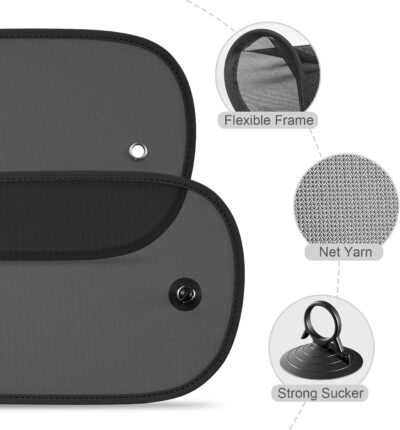 Car Sun Shade, 2 Pack Window Shade for Baby Universal Cling Sunshade for Side Window Sun Glare and UV Protection for Kids/Adults/Pets - 20''x12'' Fits 98% Cars(Suction Cup Stick) - Image 7