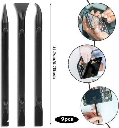 Crevice Cleaning Tool, 9 PCS Carbon Fiber Plastic Scraper Tool Car Detailing Brush Set Non-scratch Multi-purpose Scraper for Clean Small Narrow Spaces and Gaps, Remove Stickers Labels Oil Stains Dirt - Image 4