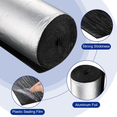 Zhengmy 36.3 Sqft 196 Mil Car Heat Sound Insulation Mat Automotive Noise Deadening Mat with Rubber Roller Auto Sound Deadener Self Adhesive Heat Insulation for Hood Ceiling Door(20 x 236 Inch) - Image 5