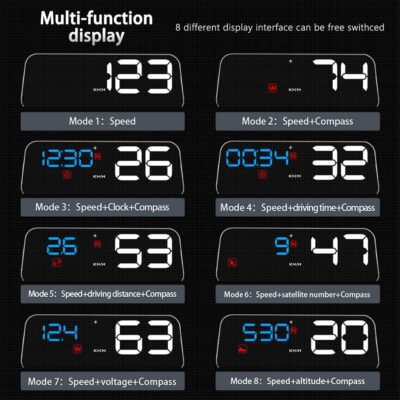 Universal Car HUD Head Up Display T900, with Satellite Clock, Single Driving Time and Single Driving Distance, Work for All Vehicles - Image 4