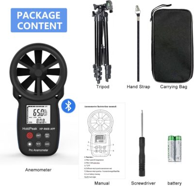 HoldPeak Handheld Anemometer Bluetooth with Tripod, Digital Wind Speed Gauge Meter, Air Flow Velocity Temperature CFM Measuring Device for HVAC Outdoor Sailing Shooting Golf, 866B-APP - Image 7