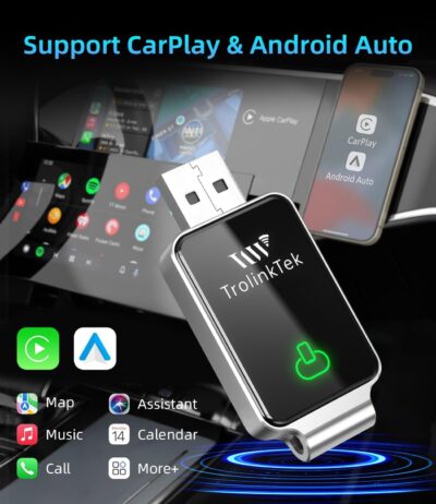 Mini Wireless Carplay Adapter for Apple iPhone, Converts Wired to Wireless Car Play Adapter, CarPlay Dongle Stick for Car(2015+), USB & Type-C Plug & Play for iPhone iOS 10+ Android 11+ - Image 6