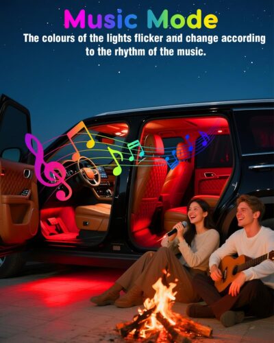 Car LED Lights Interior, RGB Under Dash Foot Well Lighting Kit with DIY Mode, Mult-Color Light for Car with APP Control and Button Control, Music Sync USB 5V DC - Image 4