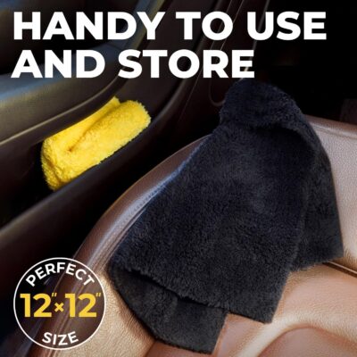 Super Soft Microfiber Towels for Cars - Edgeless - 6pk (12”x12”) - Premium Scratch-Free Towel - Great for Drying, Detailing, Polishing, Buffing - Ultra Absorbent Microfiber Cleaning Cloths for Car - Image 7