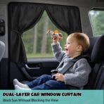 Car Window Shades, 2 Pack Magnetic Double Layer Window Shade for Baby in Car, Adjustable Privacy Blackout/See-Through Back Window Curtains for Baby Kids UV Protection - Image 3