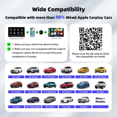 【2026 Upgarded】Wireless CarPlay Adapter for iPhone, Mini USB Design for Cars with Wired CarPlay, Fast Connection,5.8GHz WiFi,No Delay, Compatible with iOS 10+ & iPhone 6+, USB/Type C,Plug and Play - Image 5