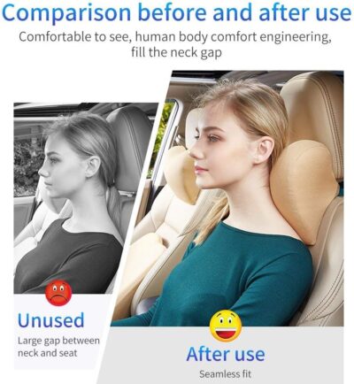 Car Neck Pillow - Memory Foam Cervical Relief Cushion, Headrest Support for Pain, Beige - Image 4