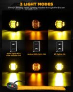 Auxbeam V-Ultra Series 3 Inch 108W Amber Fog Light Pods, DRL Function 3 Modes & Protective Covers, 270° Side Shooter Light Bar, Hyper Spot Beam Offroad Lights, for Truck ATV UTV Car Motorcycle, Pair - Image 4