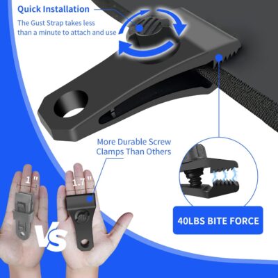 Hlogree 2PCS Car Cover Gust Straps Wind Protector,Bungee Cords Hook Clips Kit Hold Tarp Tie Down from Blowing Off in High Winds-Universal Fit for Most Cars,Sedans,SUVs,Trucks,Vans and More-Blue - Image 6