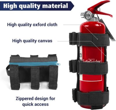 Voodonala Adjustable Roll Bar Fire Extinguisher Mount Holder 3 lb for Jeep Wrangler Unlimited CJ YJ LJ TJ JK JKU JL JLU 4XE,(Black,with Quick disassembly Zipper) - Image 3