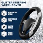 PIC AUTO Steering Wheel Cover, Silver Sparkly Crystal Bling Glitter with Leather, Universal Fit 14.5"-15.5" Car Steering Wheels for Girls & Women, Anti-Slip Wheels Cover for Cars, Trucks, Van, SUVs - Image 4