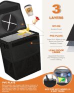 Car Trash Can with Lid, Cute Leakproof Car Trash Garbage Bag Hanging Vehicle Trash Bin Small Portable Automotive Garbage Cans Organizer for Back/Front Seat/Console(2.8 Gallons,Black) - Image 3