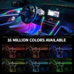 Ambient Lighting Car Led Lights Interior,43.3’’ USB Powered Acrylic Neon Flexible Strip Fiber Optic LED Ambient Lighting Kits with Remote APP, RGB Music Lights Sync for Inside car Dashboard - Image 6