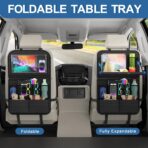 Car Backseat Organizer with Detachable Steering Wheel Tray, 11-Pockets Storage & Tablet Holder, Kids Kick Mats Protector - Travel Accessories (1-Pack) - Image 6