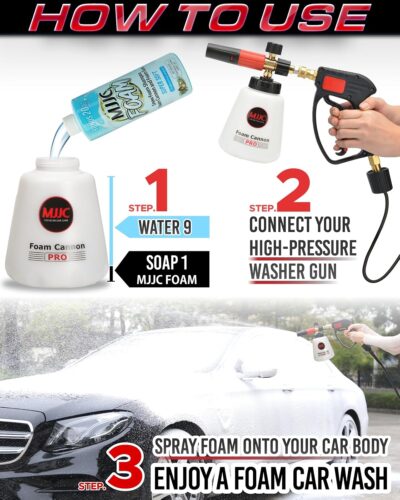 MJJC Foam Cannon Pro V2.0 (Thicker Snow Foam Technology) with 1/4 Inch Quick Connector for Pressure Washer, 40 oz Bottle (Pro V2.0 (1/4" Quick Connector) + SOAP Sample) - Image 5