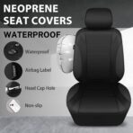 CAR PASS Neoprene EVA Waterproof car seat Covers Front Seats Only, Universal fit for SUV Vehicles Automotive with 5mm Composite EVA Inside,Airbag Compatible (Two Seats, Black and Black) - Image 3