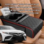 Car Armrest Cushion, 5 in 1 Center Console Cover with 2 Cup Holders, Phone Holder, Tissue Holder, Storage Bag, Multifunctional Leather Heightened Car Armrest Cushion for Most Cars - Image 6