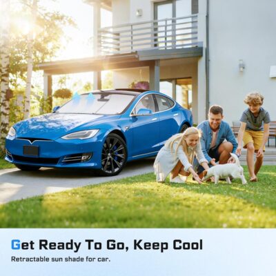 Retractable Windshield Sun Shade Automatic Sunshade for car with 99% UV Heat Protection, 420D Fabric Keep Cool & Protect Interior, Universal Adjustable Fit for Cars Trucks SUVs (Not for Large Trucks) - Image 8