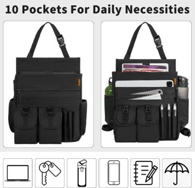 Car Front Seat Organizer Backseat Organizer with Dedicated Tablet Laptop Storage Adjustable Shoulder Strap Cup Holder Truck Seat Storage Universal Fits for Most of Car - Image 4