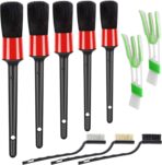 10pcs Auto Car Detailing Brush Set Car Interior Cleaning Kit Includes 5 Boar Hair Detail Brush,3 Wire Brush, 2 Air Vent Brush for Cleaning Car Interior Exterior, Dashboard Engines Leather Wheel