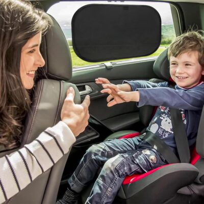 Car Window Shades for Baby 19” x 12” (2 Pack) Cling, Blocks 99.98% UVR, Sun Shade Blocker, Glare Shield Protection, Side Car Window Screens, Mesh Window Shades for Baby, Black - Image 4