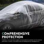 1 PC Disposable Car Cover, Clear Plastic Rain Car Cover with Elastic Band, Garage Dust Proof Storage Protection, Universal for Most Cars (11.48 FT x 19.69 FT) - Image 7