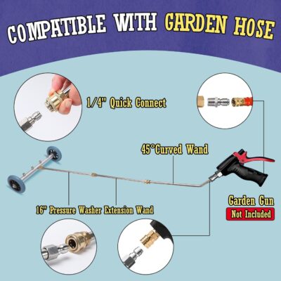 16 Inch Undercarriage Pressure Washer Attachment, Pressure Washer Undercarriage Cleaner, Under Car Washer Attachment with 3 Extension Wand, 4000 PSI - Image 2