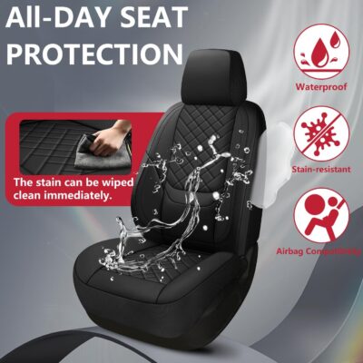 BABYBLU Chevy Silverado Seat Covers Full Set,Truck Seat Covers for Silverado GMC Sierra,Custom Fit 2007-2023 2024 2025 2026 1500/2500HD/3500HD (Black, Full Set) - Image 4