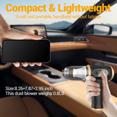 Portable Car Vacuum Cordless Mini Handheld Vacuums Cleaner Rechargeable with LCD Display and Multi-Nozzles, High Power Hand held Cleaners for Car, Home, Office, Sofa, Pet Hair,Keyboard - Image 3