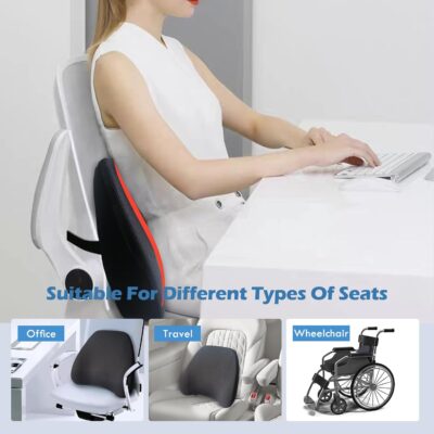 Super Cozy Lumbar Support Pillow for Car/Office Chair, 100% Memory Foam Lumbar Pillow with Breathable Removable Cover, Ergonomic Design - Back Support for Back Pain Relief(Adjustable Strap, Black) - Image 6