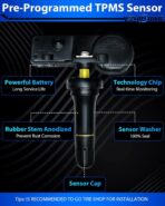 Pre-Programed Tire Pressure Sensor for:-Dodge Journey 2011-2020 Charger 2010-2020 Challenger, for:-Jeep Wrangler 2014-2019, for:-Ram 1500 2500, TPMS Sensors 56029398AB 68241067AB 433MHz (4) - Image 3