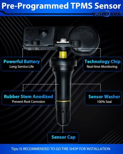 Pre-Programed Tire Pressure Sensor for:-Dodge Journey 2011-2020 Charger 2010-2020 Challenger, for:-Jeep Wrangler 2014-2019, for:-Ram 1500 2500, TPMS Sensors 56029398AB 68241067AB 433MHz (4) - Image 3