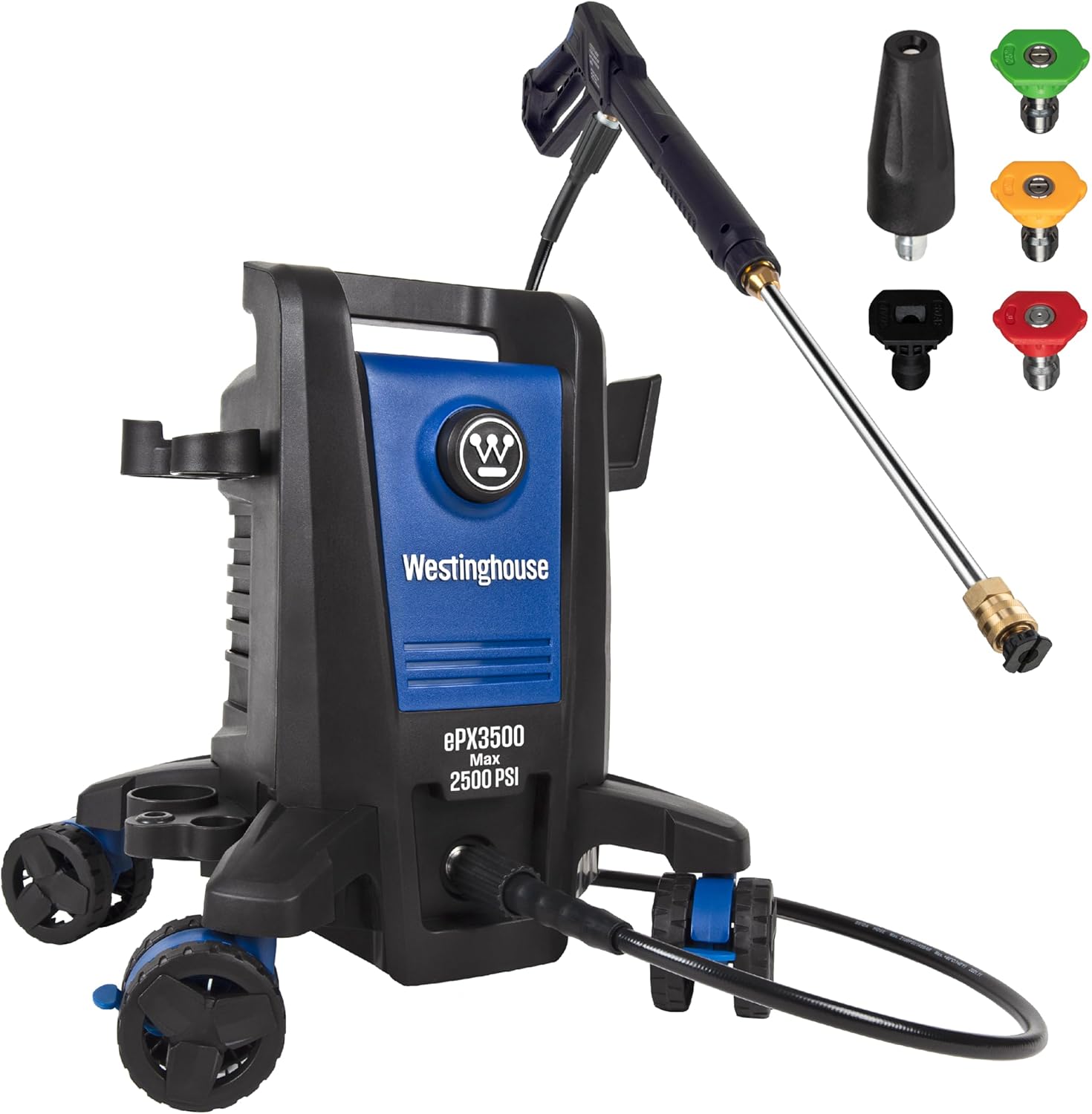 71GObuty3hL._AC_SL1500_.jpg Westinghouse ePX3500 Electric Pressure Washer, 2500 Max PSI 1.76 Max GPM with Anti-Tipping Technology, Onboard Soap Tank, Pro-Style Steel Wand, 5-Nozzle Set, for Cars/Fences/Driveways/Home/Patios - Image 1