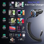 65W Super Fast Type C Car Charger for Samsung Galaxy S26 S25 S24 S23 S22 Ultra, 2Pack 4-Port USB C Car Charger for Samsung A13 A14 A16 A17 A03S A10E S20FE Android Car Adapter+5FT Type C Coiled Cable - Image 7
