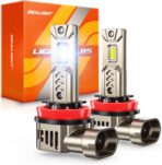 SEALIGHT H11/H9/H8 Light Bulb, 10X Super Brighter than Halogen, 6500K White Built-in Driver, LED Bulbs 360° Adjustable Plug-N-Play, 70000Hrs Lifespan with Cooling Fan, IP68 Waterproof, 2 Pack