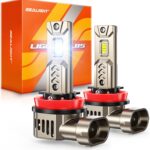 SEALIGHT H11/H9/H8 Light Bulb, 10X Super Brighter than Halogen, 6500K White Built-in Driver, LED Bulbs 360° Adjustable Plug-N-Play, 70000Hrs Lifespan with Cooling Fan, IP68 Waterproof, 2 Pack