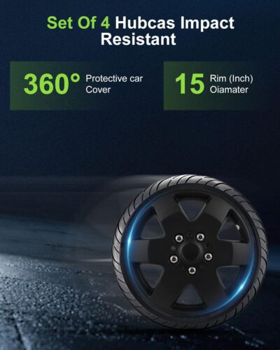 SCITOO 4pcs Set of 15-Inch Black Hubcaps can be Easily Installed on Car Truck SUV,Suitable for a Variety of Models,Beautiful and Rust-Proof - Image 3