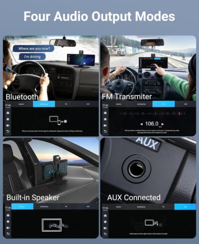 Wireless CarPlay and Android Auto 10.26-inch Touchscreen, 4K Dash Camera and 1080p Backup Camera, Universal Portable car Display, Equipped with 64G Memory Card (C6) - Image 6