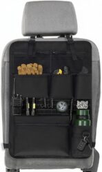 Tactical Car Seat Organizer with Multiple Pockets, MOLLE Panel System & Mesh Compartments, Durable Nylon ​Universal Vehicle Backseat Storage with Cup Holder, Water-Resistant (Black)​